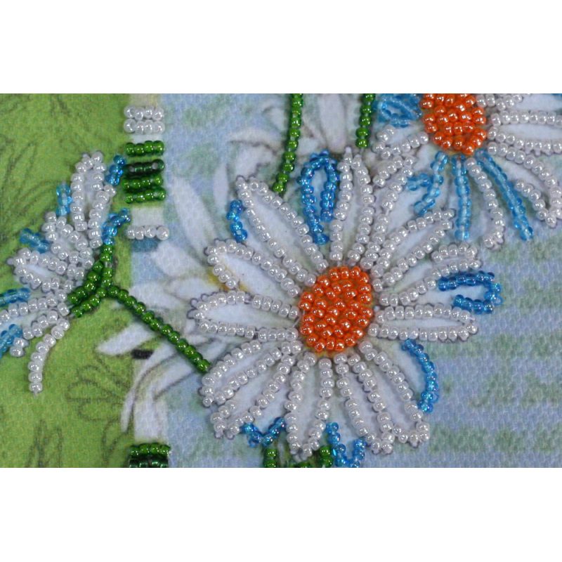 Postcard-envelope for microbead embroidery Chamomile