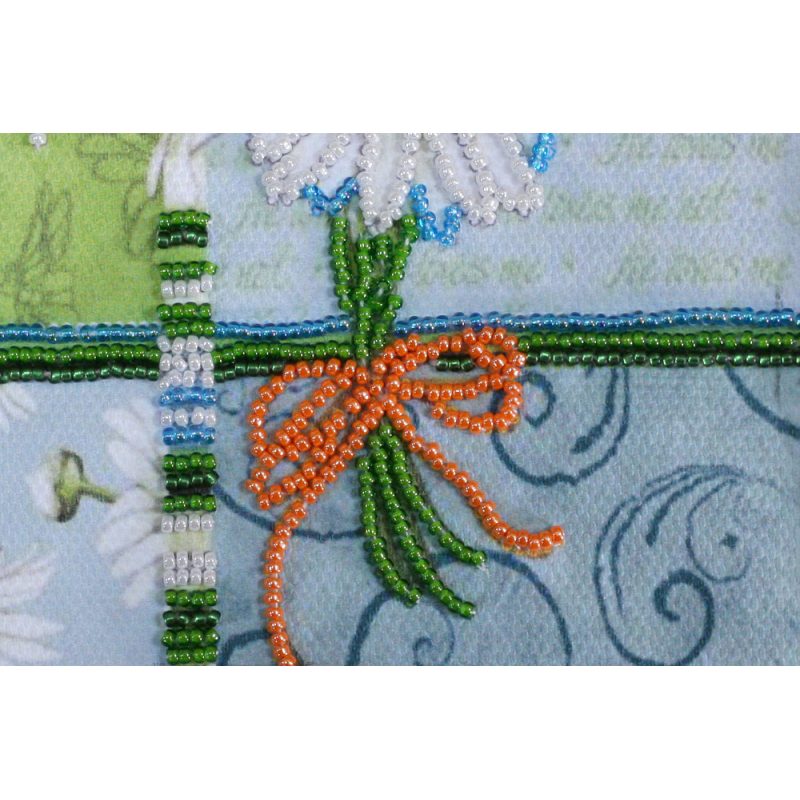 Postcard-envelope for microbead embroidery Chamomile
