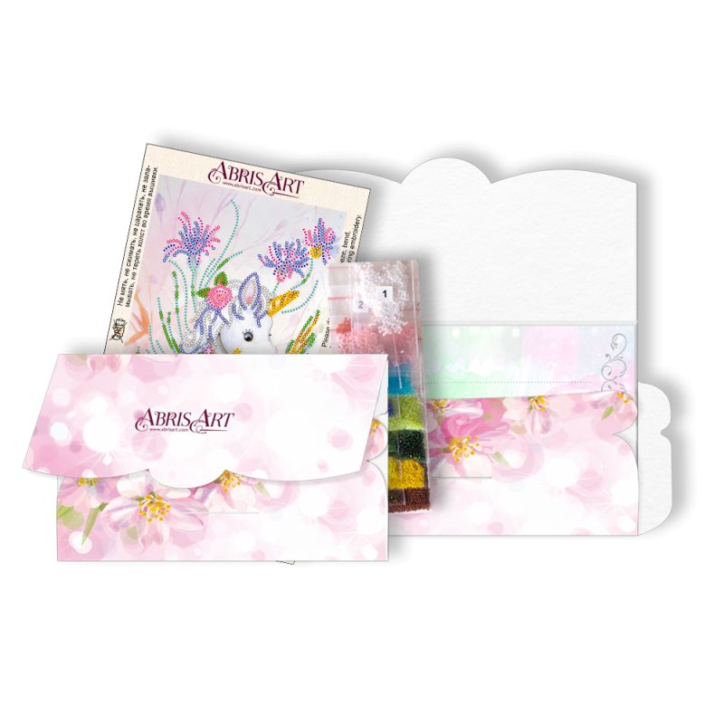 Postcard-envelope for microbead embroidery Unicorns