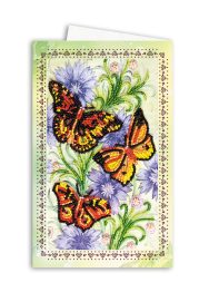 Postcard-envelope for microbead embroidery Three moths