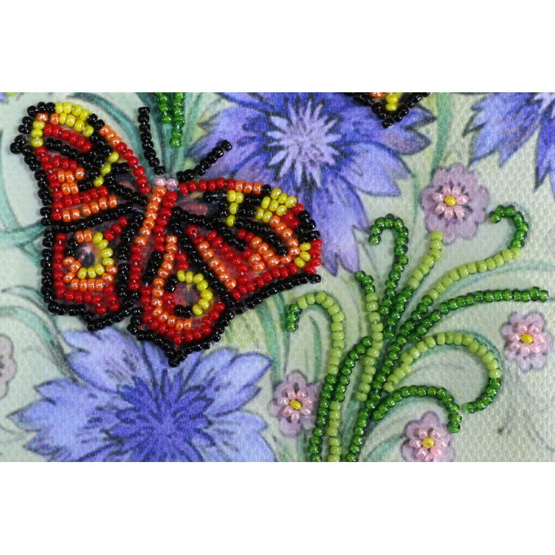 Postcard-envelope for microbead embroidery Three moths