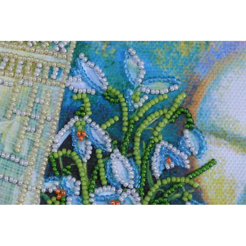 Postcard-envelope for microbead embroidery Snowdrops