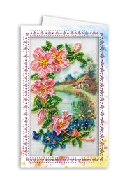 Postcard-envelope for microbead embroidery Provence