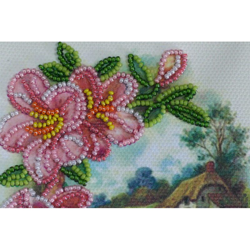Postcard-envelope for microbead embroidery Provence