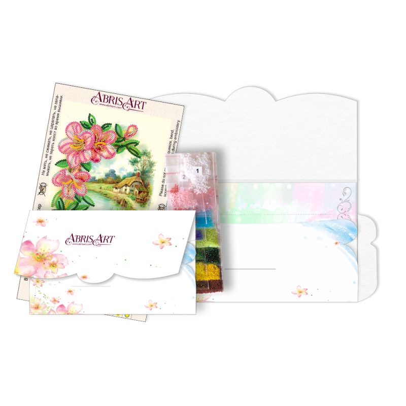 Postcard-envelope for microbead embroidery Provence