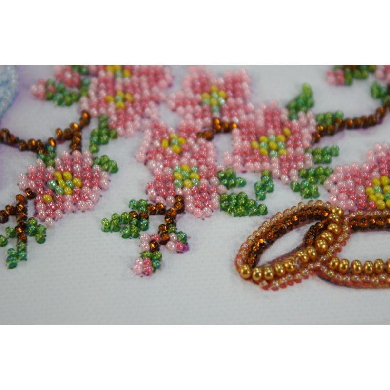 Postcard-envelope for microbead embroidery Wedding birds