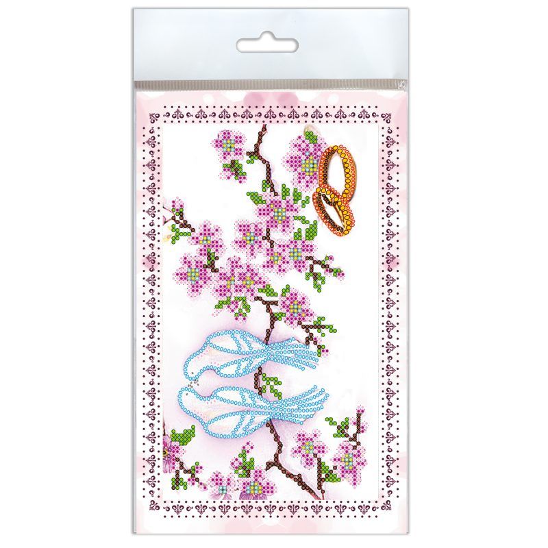 Postcard-envelope for microbead embroidery Wedding birds