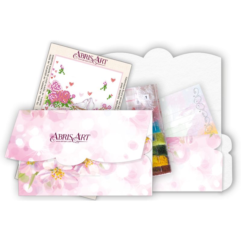 Postcard-envelope for microbead embroidery Wedding tinsel