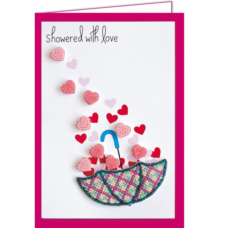 Keychain cross-stitch kit Love rain