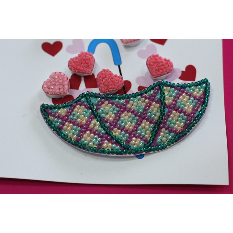 Keychain cross-stitch kit Love rain