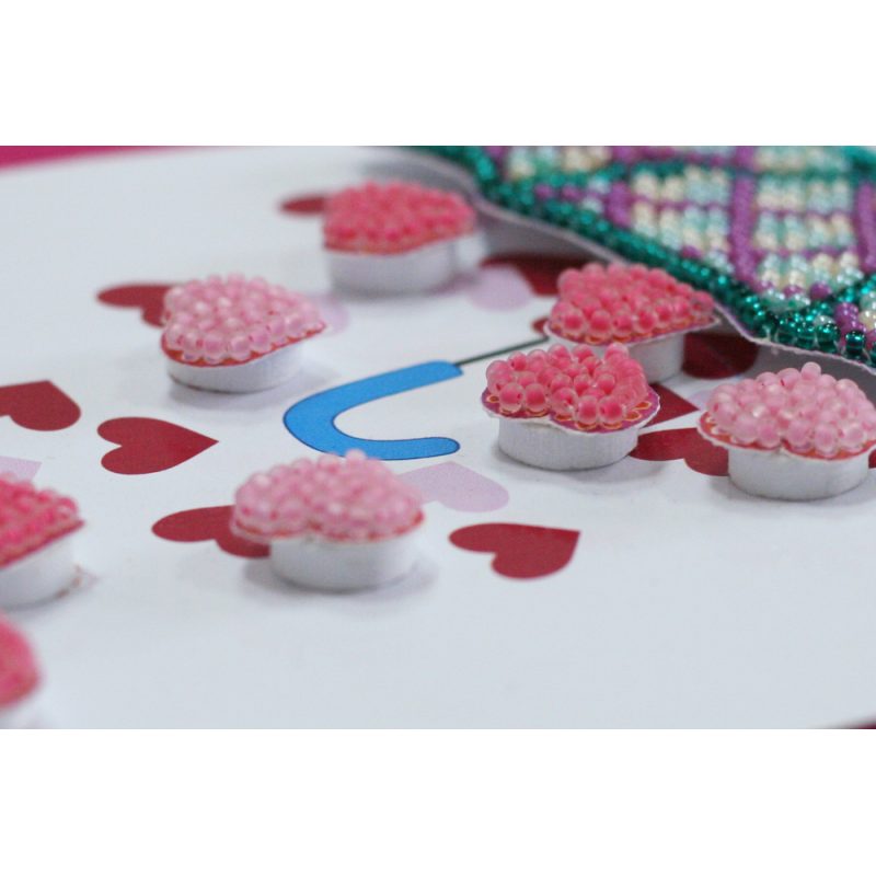 Keychain cross-stitch kit Love rain