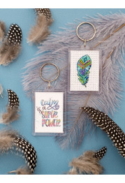 Keychain cross-stitch kit Feather