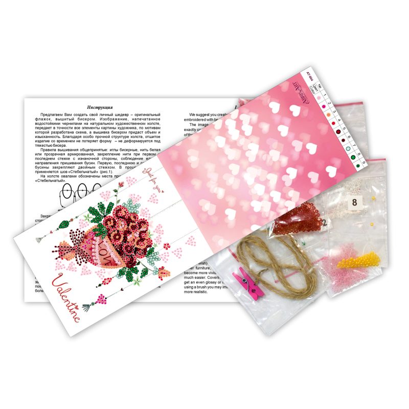 Pennant-kit Bead Embroidery Bouquet with love